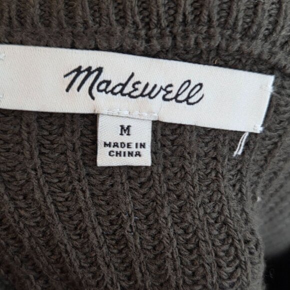 Madewell Women's Green Chunky Knit Patch Pocket Sweater Size M - Picture 8 of 9